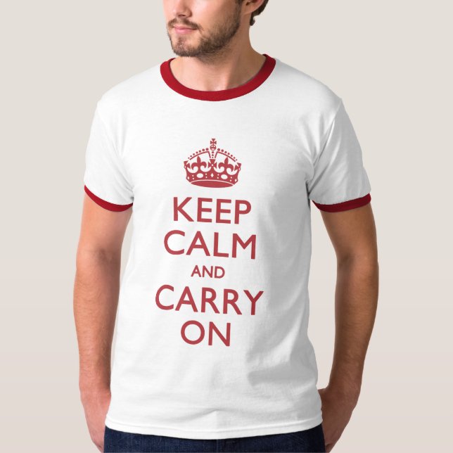 Camiseta MANTENHA A CALMA E CONTINUE A FAZER A Moda (Frente)