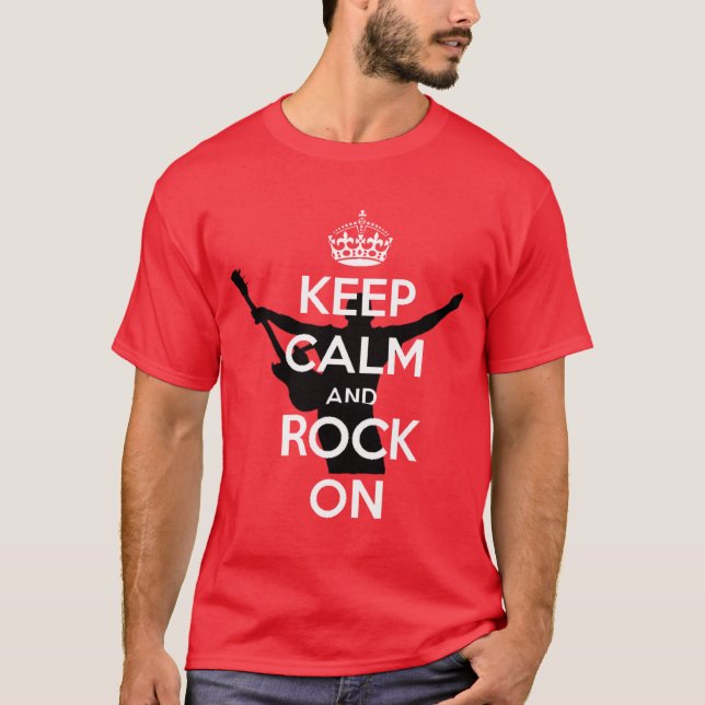 Camiseta Mantenha a Calma e Continue a Rockear (Frente)