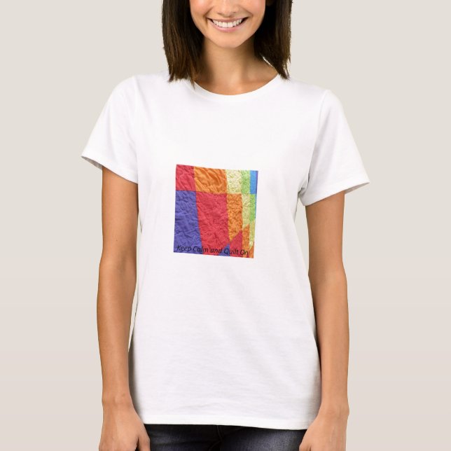 Camiseta Mantenha a calma e estofe-a sobre (Frente)