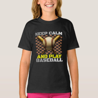 Camiseta mantenha a calma e jogue beisebol