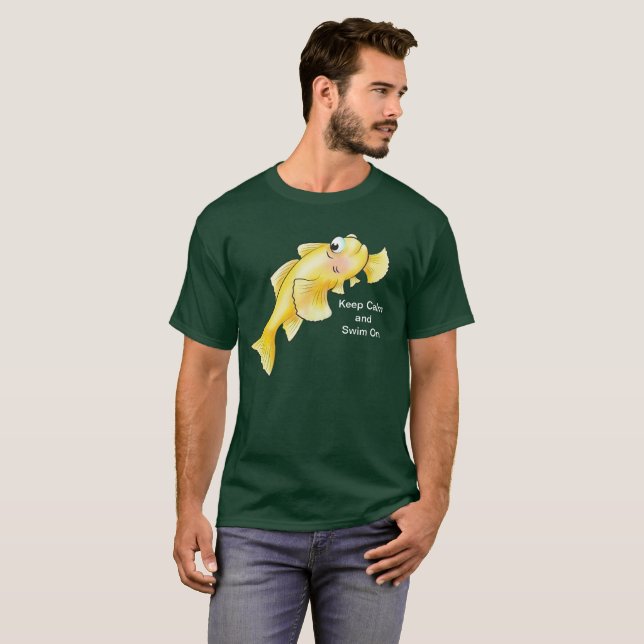 Camiseta Mantenha a calma e nade sobre (Frente Completa)