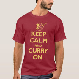 Camiseta Mantenha a calma e o caril em (a obscuridade)