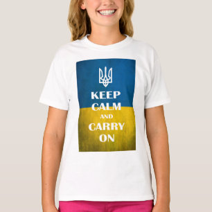 Camiseta Mantenha a calma e o carregar no tridente de emble