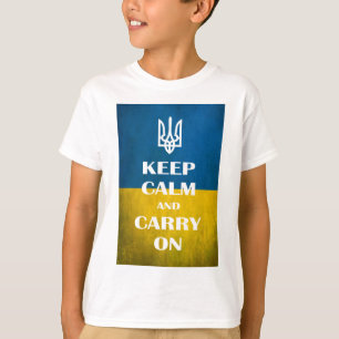 Camiseta Mantenha a calma e o carregar no tridente de emble