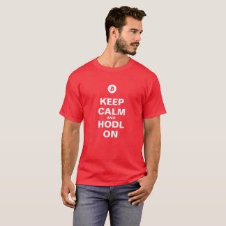 Camiseta Mantenha a calma e o HODL no t-shirt vermelho