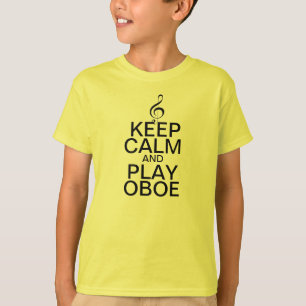 Camiseta Mantenha a calma e o jogo Oboe