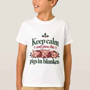 Camiseta Mantenha a Calma e Passe os Porquinhos em Cobertor