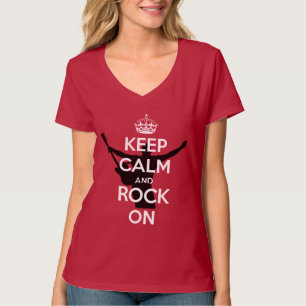 CAMISETA MANTENHA A CALMA E ROCK ON