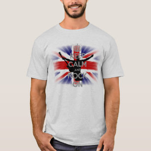 Camiseta mantenha a calma e Rock on Bandeira do Reino Unido