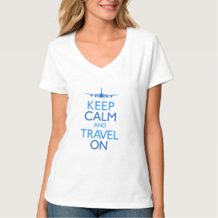 Camiseta Mantenha a calma e viaje sobre