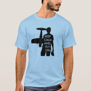 Camiseta Mantenha a calma e voe sobre