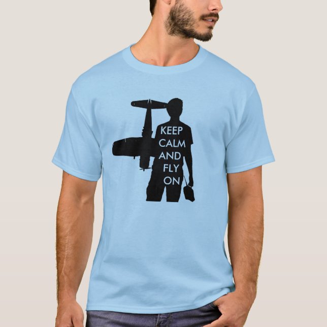 Camiseta Mantenha a calma e voe sobre (Frente)