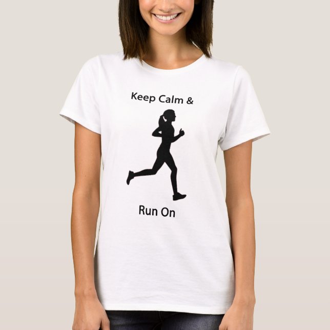 Camiseta Mantenha a calma & funcione-a sobre (Frente)