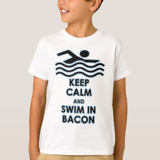 Camiseta Mantenha a calma & nade no bacon
