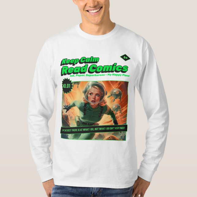 Camiseta Mantenha a Garota do Espaço Calma Retrorando a Fol (Frente)