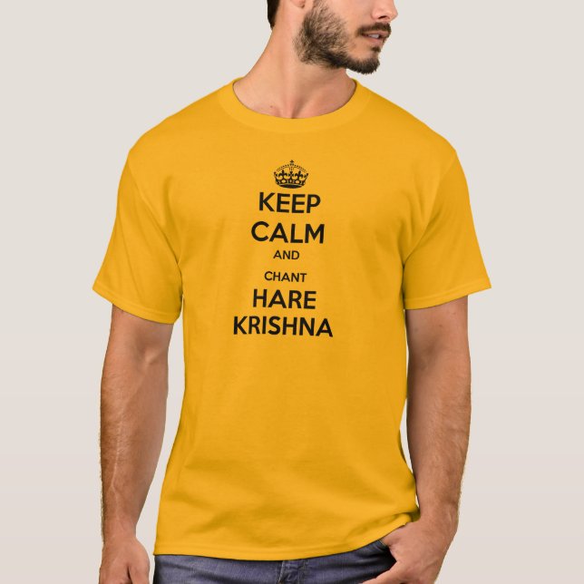 Camiseta Mantenha a lebre Krishna da calma e do canto (Frente)