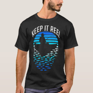 Camiseta Mantenha a Linha de Pesca Sol Retro Engraçado Pesc