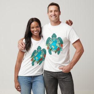 Camiseta Mantenha a Tartaruga Livre de Plástico e a Terra F