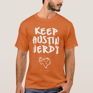Camiseta Mantenha Austin Nerdy - o texto branco
