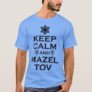 Camiseta Mantenha Calm e Mazel Tov estrela judia engraçado