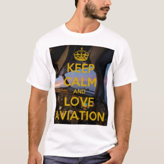 Camiseta Mantenha Calm love Aviation Club, avião-Shir branc