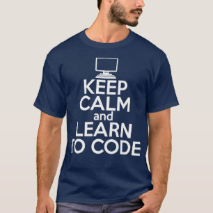 CAMISETA MANTENHA CALMA APRENDER A CODIFICAR O PRESENTE DE 