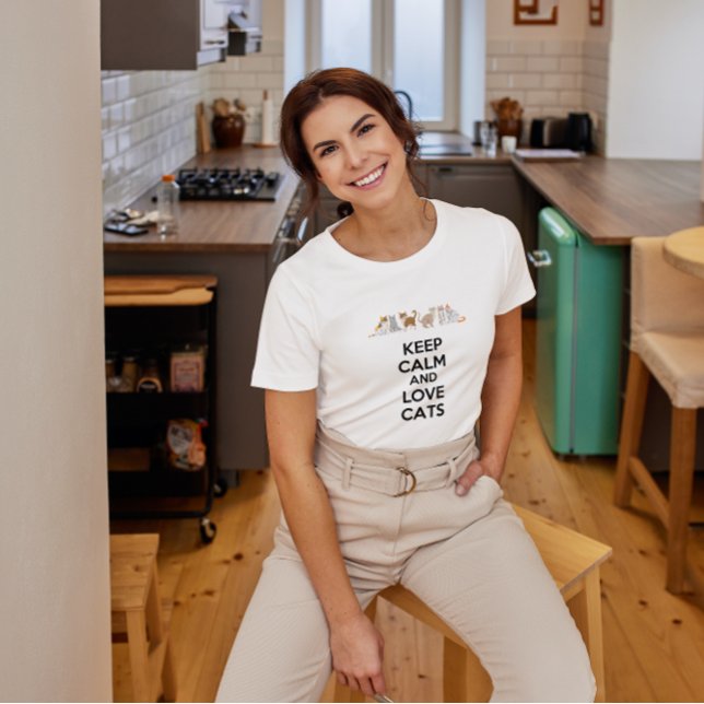 Camiseta Mantenha Calma e Ame Gatos (Criador carregado)