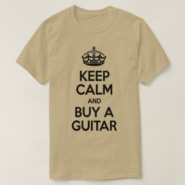 CAMISETA MANTENHA CALMA E COMPRAR GUITAR (Frente do Design)
