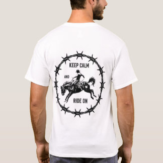 Camiseta Mantenha Calma E Continue a Cavalgada