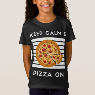 Camiseta Mantenha Calma e Pizza Em Pizza Engraçada Pizza Pi