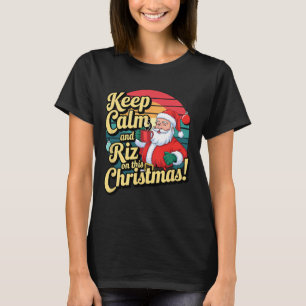 Camiseta Mantenha Calma E Riz Neste Natal Com Papais noeis