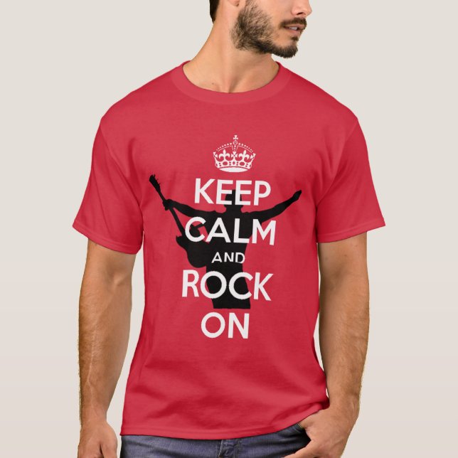 Camiseta Mantenha Calma e Rock Em Uma Festa Incrível (Frente)