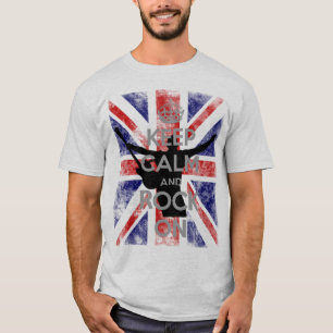 Camiseta Mantenha Calma e Rock na Bandeira do Reino Unido