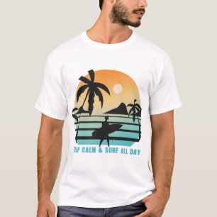 Camiseta Mantenha calma e Surf o dia todo