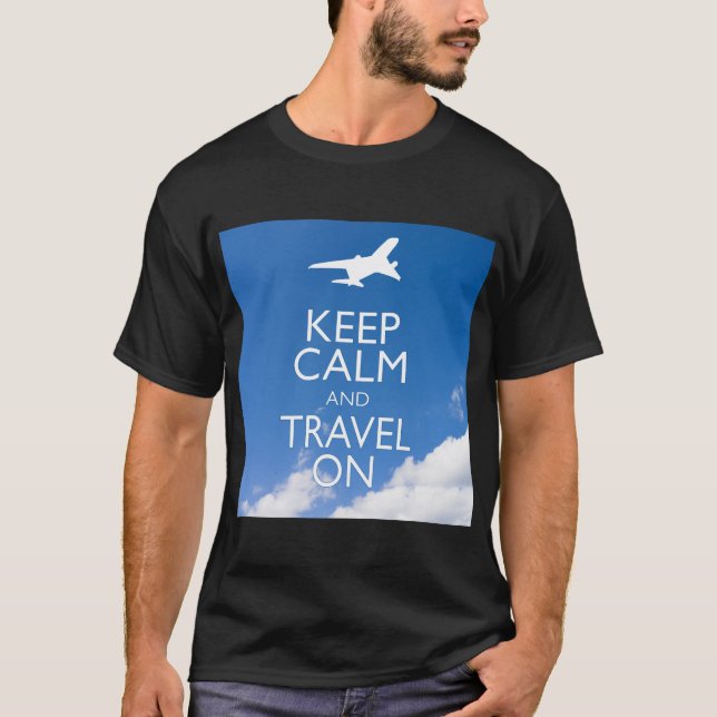 CAMISETA MANTENHA CALMA E VIAGEM (Frente)