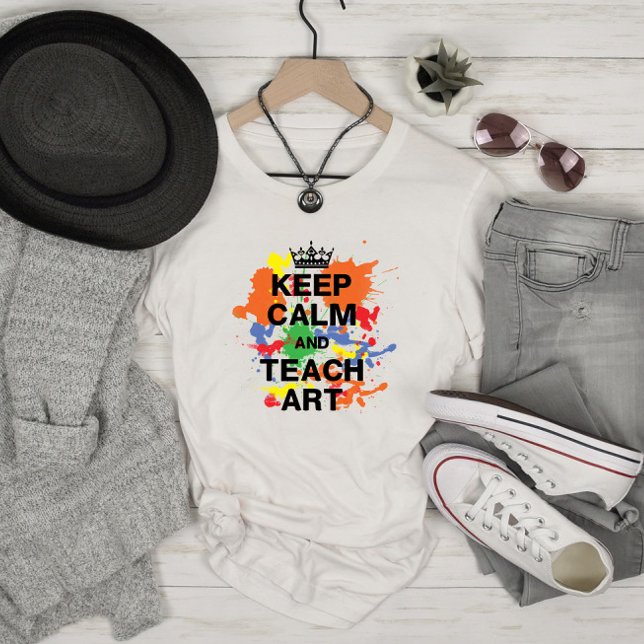 Camiseta Mantenha Calma Ensino Arte Colorida (Criador carregado)