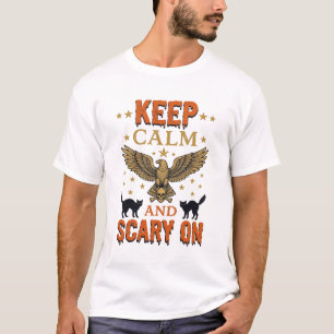 Camiseta Mantenha Calmo Design Vetorial de Halloween Vintag