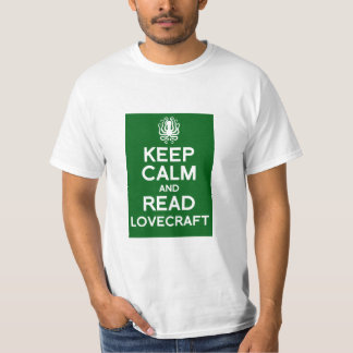 Camiseta Mantenha calmo e leia Lovecraft