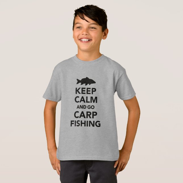 Camiseta "Mantenha calmo e vá tshirt da pesca da carpa" (Frente Completa)