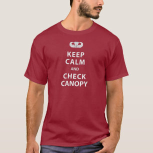 CAMISETA MANTENHA CALMO E VERIFIQUE O DOSSEL