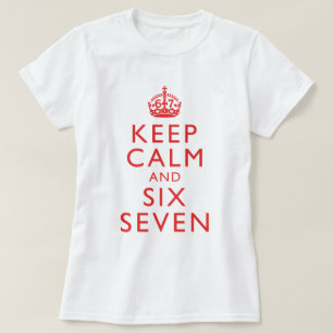 Camiseta Mantenha Calmo Seis Sete Roupas de Humor Viral Mem