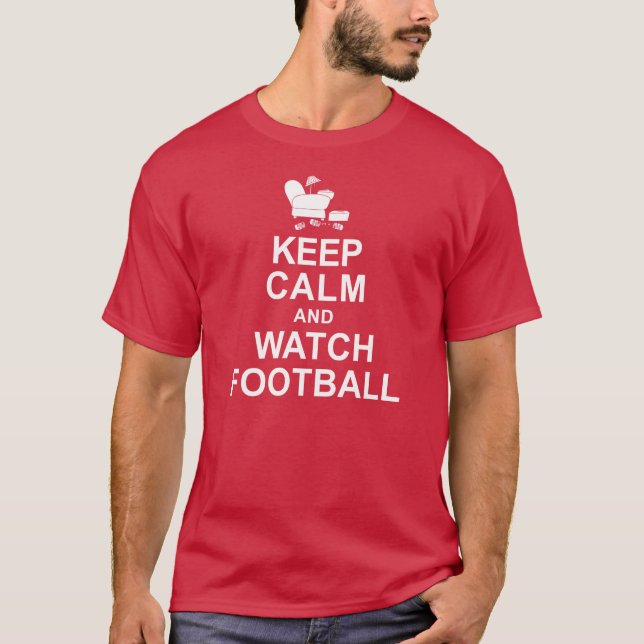 Camiseta Mantenha futebol calmo e do relógio (Frente)