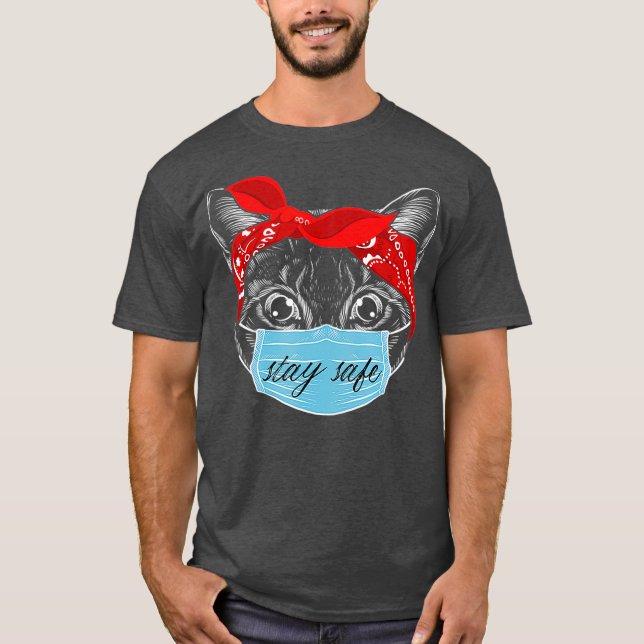 Camiseta Mantenha Gatinho Gato Distante com Cara de Proteto (Frente)