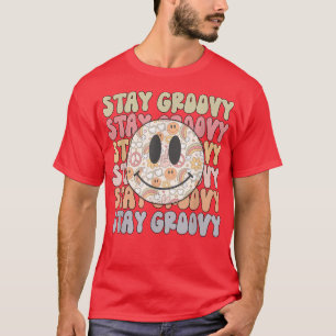 Camiseta Mantenha Groovy Retro Happy Face Piece Hippie Boho
