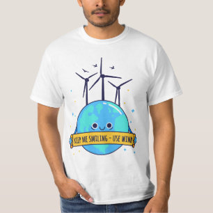 Camiseta Mantenha-me sorrindo - Use energia eólica