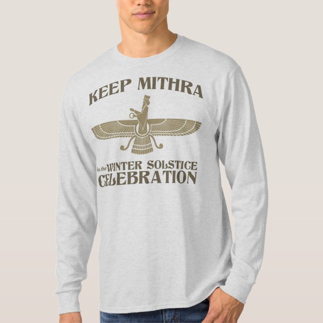 Camiseta Mantenha Mithra na celebração do solstício de (Frente)