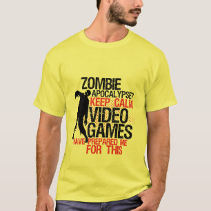 Camiseta Mantenha o apocalipse engraçado calmo do zombi do