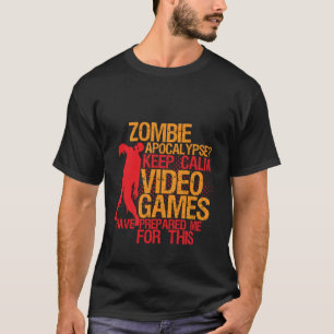 Camiseta Mantenha o apocalipse engraçado calmo do zombi do