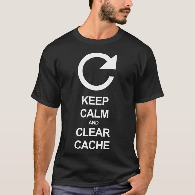 Camiseta Mantenha o cache tranquilo e limpo Cópia Essencial (Frente)