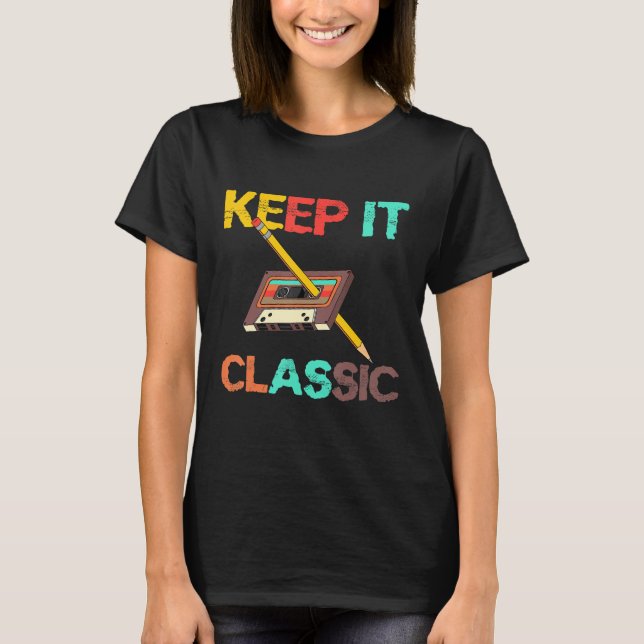 Camiseta Mantenha o chassi clássico 80s 90s com lápis retrô (Frente)